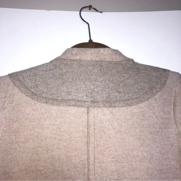 Ivy Open Front Cardigan Sweater XS Oatmeal Tan Beige Patchwork Soft Waterfall - Picture 9 of 11